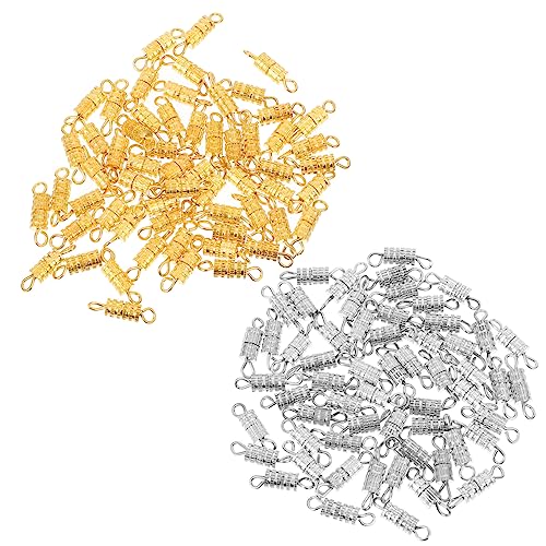 Holibanna 1 Satz Schraubverschluss Für Schmuckherstellung Diy Halskette Und Armband Zubehör Gold Und Silber Hochwertige Verbindungselemente Für Handgemachte Schmuckprojekte 120 Stück von Holibanna