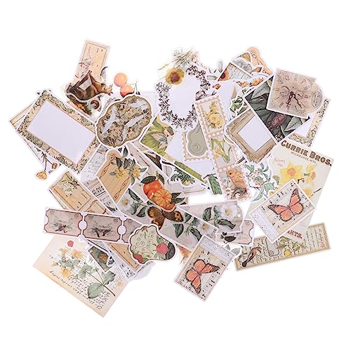 Holibanna 1 Satz Vintage Pflanzenaufkleber Diy Scrapbooking Papier Bastelmaterial für Journaling Karten und Kreative Dekorationen Selbstklebend Langlebig für Einfache Anwendungen von Holibanna