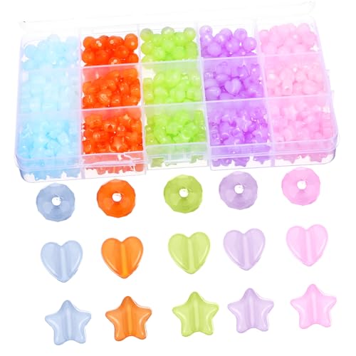Holibanna 1 Schachtel Bastelperlen mit Herz Sternform Bunte Schmuckperlen mit Großen Löchern zum Auffädeln Glänzende DIY Perlen für Armbänder Ketten und Bastelprojekte von Holibanna