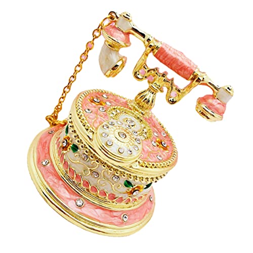 Holibanna 1 Stück Emaille Telefon Schmuckschatulle Deko Schmuckkästchen Für Frauen Schminkaccessoires Juwelierorganisator Ohrring-organizer Zinn-legierung Rosa von Holibanna