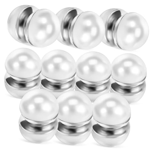 Holibanna 10 Paare Perlenmagnetdekoration Braut Kleidergewichte Produkt Hijab Schal-Magnet Magnetschnallen für Kleidung Gewichte für Hochzeitsschleier runder Magnetverschluss Metall Silber von Holibanna