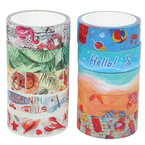 Holibanna 10 Rollen Washi Tape DIY Klebeband für Scrapbooking Handwerken und Planer pro Rolle Vielseitig Einsetzbar Einfach Abzureißen ohne Rückstände Geeignet für Kreative Projekte und von Holibanna