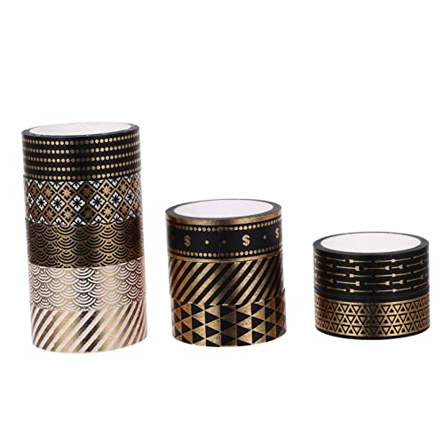 Holibanna 10 Rollen Washi Tape Dekoratives Klebeband Schwarz Gold mit Klaren Mustern für Scrapbooking Journaling und Diy Projekte Einfach Abzuziehen und Rückstandsfrei Entfernbar von Holibanna