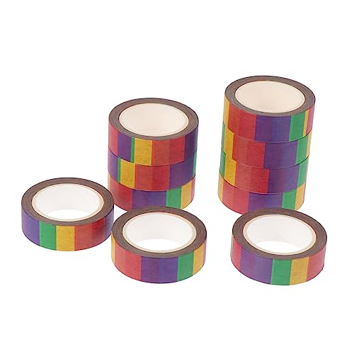 Holibanna 10 Rollen Washi Tape Regenbogen Klebeband für DIY Handwerk und Scrapbooking Selbstklebende Aufkleber für Notizbücher Kalender und von Holibanna