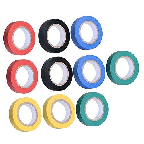 Holibanna 10 Rollen Wasserdichtes PVC Isolierband Elektrisches Klebeband für DIY und Industriegebrauch Grün Blau Gelb Schwarz und Rot von Holibanna