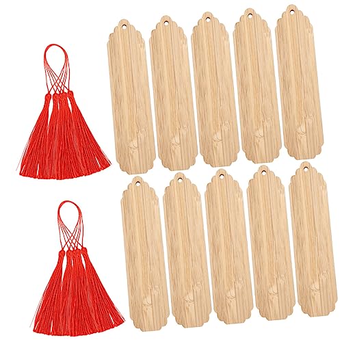 Holibanna 10 Sätze DIY Holz Lesezeichen Sets Blanko Buchmarker mit Quaste für Bastelprojekte Dekoration und Bemalen und Gestalten von Holibanna
