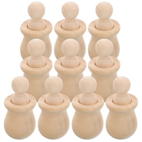 Holibanna 10 Satz Unfertige Holzpuppen für DIY Projekte Teiliges Set von Blanken Holzfiguren zum Malen und Gestalten für Kreative Aktivitäten von Holibanna