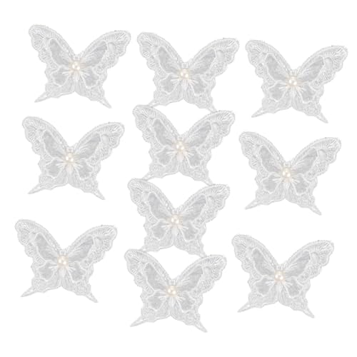 Holibanna 10 Stück Bestickte Schmetterlingsapplikationen Hochzeitskleid Dekoration Diy Kleidung Patches für Mode Taschen Handwerk Einfache Anwendung Ornamente von Holibanna