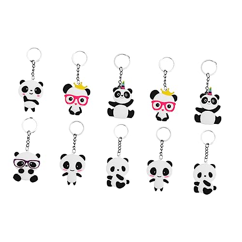 Holibanna 10 Stück Cartoon Panda Schlüsselanhänger Niedliche PVC Schlüsselringe für Taschen und Dekoration Perfektes für Panda von Holibanna