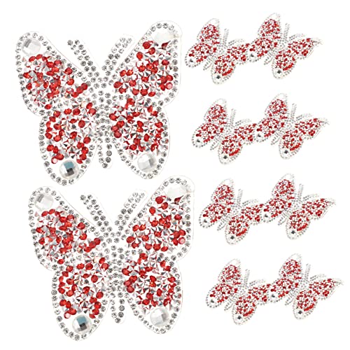 Holibanna 10 Stück Diamant Hot Hilfsmaterialien Flecken Kleberdekor Applikationen Strass-Schmetterlingsapplikation Flicken nähen Kleidungsstück Patches DIY-Patches Aufkleber rot von Holibanna