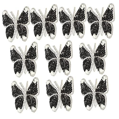 Holibanna 10 Stück Diamant Hot Hilfsmaterialien Flicken Für Stoff Reparatur Flecken Flicken Nähen Flicken Für Kleidung Schmetterlingsapplikation Aufkleber Patches Zurück Harz Schwarz von Holibanna