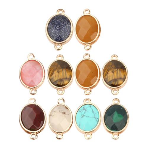 Holibanna 10 Stück Halbedelstein Verbinder Anhänger für DIY Schmuckherstellung Zufällige Farben Glatte Oberfläche Sicherer Verschluss Praktische Zubehörteile für Armbänder Zufällige Farbe von Holibanna