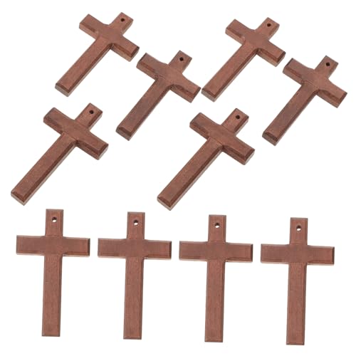 Holibanna 10 Stück Holzkreuz Anhänger für Schmuckherstellung Kleine Hölzerne Kreuzcharms mit Bohrung Langlebige Holzanhänger für Armbänder und DIY Bastelprojekte Natürliche Braune Farbe von Holibanna