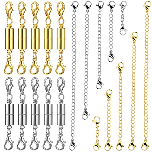 Holibanna 10 Stück Kettenverlängerungen Magnetverschlüsse für DIY Schmuckherstellung Silber Gold für Armbänder und Fußkettchen Magnetischer Karabiner von Holibanna