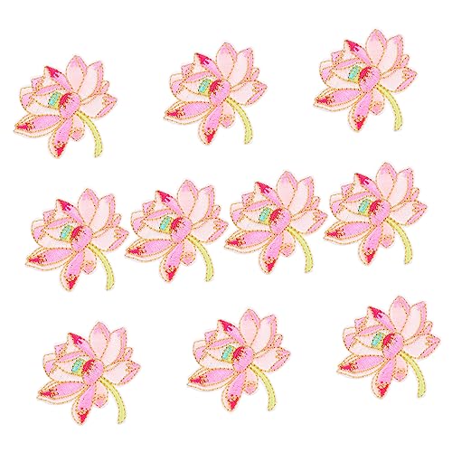 Holibanna 10 Stück Lotusblumen Aufnäher Bestickte Bügelbilder für Diy Applikationen für Kleidung Taschen und Mehr Langlebig und Farbenfroh Einfach Anzuwenden von Holibanna