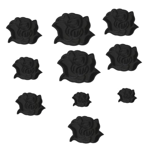 Holibanna 10 Stück Schwarze Blumen Patches zum Aufbügeln Applikationen für Kleidung Taschen und Diy Projekte zur Dekoration und Reparatur von Kleidungsstücken von Holibanna