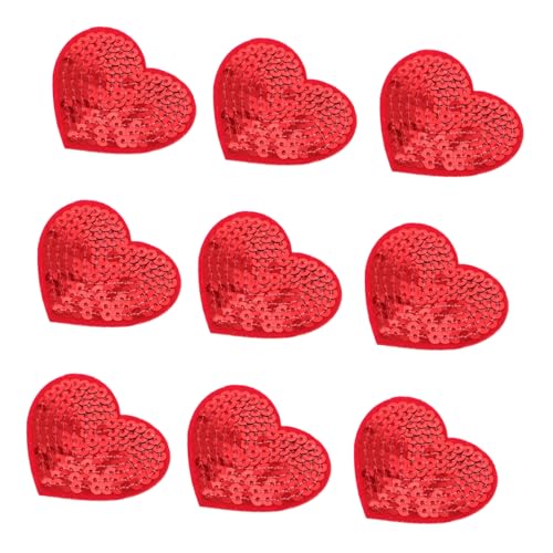 Holibanna 10 Stück Stickaufkleber Flicken für Kleidung individuelle Aufnäher gestickt stoff aufnäher Stoff-Patches Aufkleber mit Pailletten für Kleidung Herzförmiger Aufnäher mit Pailletten von Holibanna