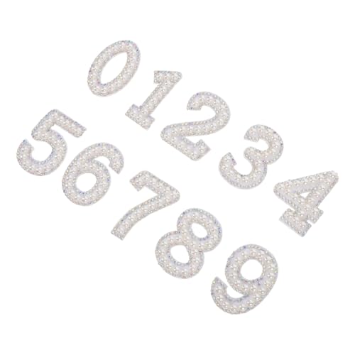 Holibanna 10 Stück Strass-aufnäher Zum Aufbügeln, Zahlen 0–9, Applikationen, Kunstperlen, Bling-patch, Glitzer-zahlen, Verzierung Für Diy-kleidung, Taschen, Bastelbedarf von Holibanna