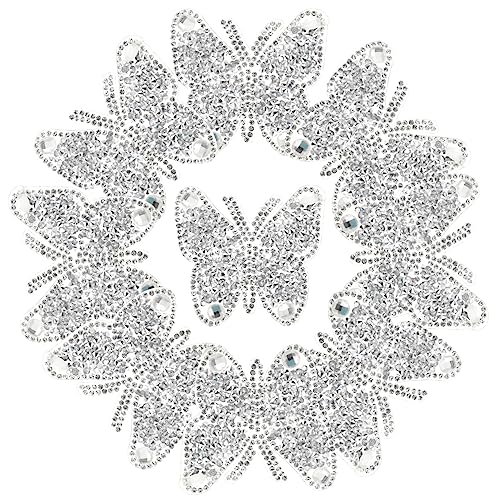 Holibanna 10 Stück Strasshilfsmaterialien Schmetterlingsfleck Patch -Aufkleber Applikationen Flicken für Kleidung Form gestickte Aufnäher auf der Rückseite Dekorative Nähflecken Harz Silber von Holibanna