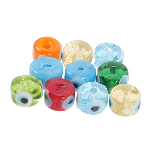 Holibanna 10 Stück Teiliges Bunte Glasperlen Evil Eye Flach Rund mit DIY Schmuckperlen für Armbänder Halsketten Basteln Farbenfrohe Handwerksperlen für Individuelles Schmuckdesign von Holibanna