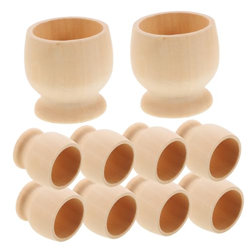 Holibanna 10 Stück Teiliges DIY Holz Eierbecher zum Bemalen für Natürliche Oberfläche Glatte Verarbeitung als Ostern Deko und Bastelspielzeug Kreativität und Feinmotorik von Holibanna