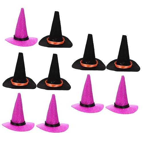 Holibanna 10 Stück Teiliges Halloween Mini Hexenhut aus Filz Große Schwarze und Violette Mini Hexenhüte Dekorative Flaschenkappen DIY Partyaccessoires für Puppen und Halloween Dekoration von Holibanna