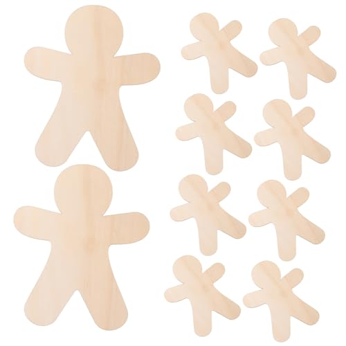Holibanna 10 Stück Teiliges Holzanhänger Weihnachtsdeko zum Basteln Unvollendete Gingerbread Man Holzscheiben Natürliche DIY Holzverzierung für Christbaum und Festtagsdeko von Holibanna