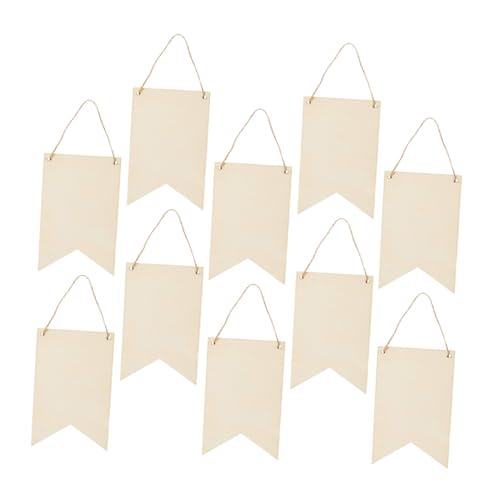 Holibanna 10 Stück Teiliges Holzanhänger in Bannerform Blanko Holzschilder zum Bemalen Basteln DIY Holzstücke für Individuelle Gartenschilder Tür Wanddekoration Vielseitig Verwendbar von Holibanna