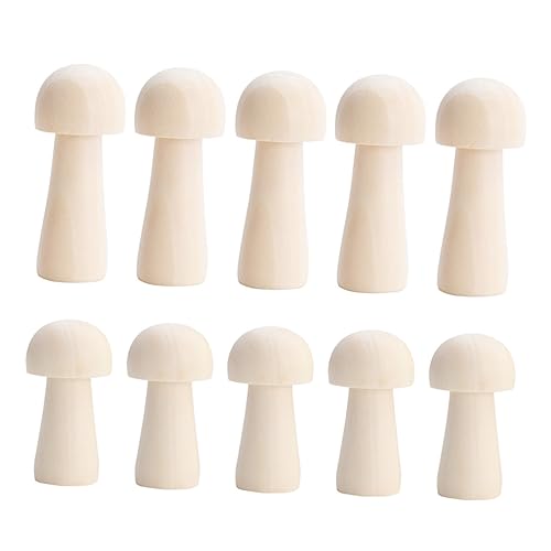 Holibanna 10 Stück Teiliges Holzpilz Dekoset mit Natürlicher Oberfläche DIY Bemalbare Holzfiguren und Kindgerechte Holzpuppen zum Kreativen Gestalten Leicht und Langlebig für Bastelprojekte von Holibanna
