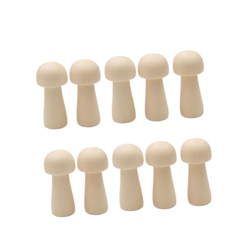 Holibanna 10 Stück Teiliges Kleine Holzpilzpuppen Naturbelassen DIY Bastelset für Holzfiguren zum Bemalen Holzpilzkopf Holzpuppen Handwerksdekoration von Holibanna