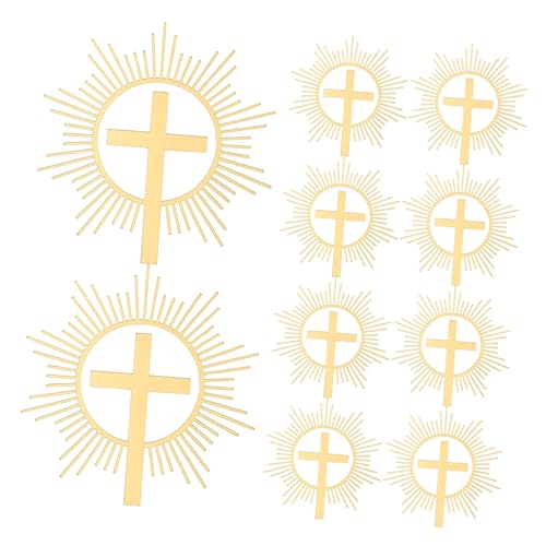 Holibanna 10 Stück Teiliges Kreuz Tortendeko Kommunion Cake Topper mit Lichtstrahl Design Dekorative Cake Picks für Babyparty Taufe und Festliche Kuchenverzierung von Holibanna