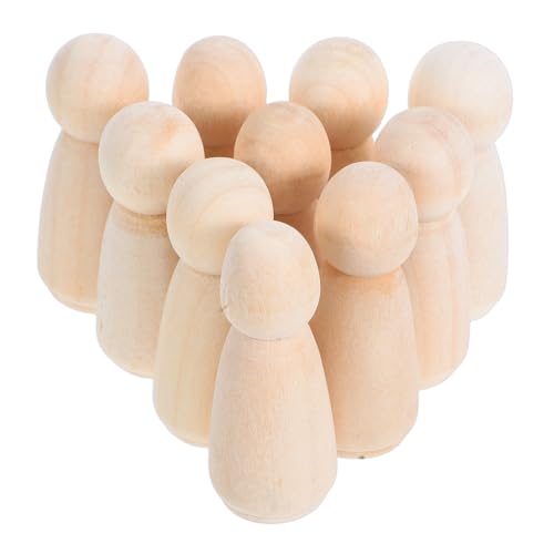 Holibanna 10 Stück Teiliges Naturbelassene Holzfiguren DIY Bastelset für Hochzeit Dekoration Handliche Holzpuppen zum Bemalen für Familienprojekte und Kreative Geschenke von Holibanna