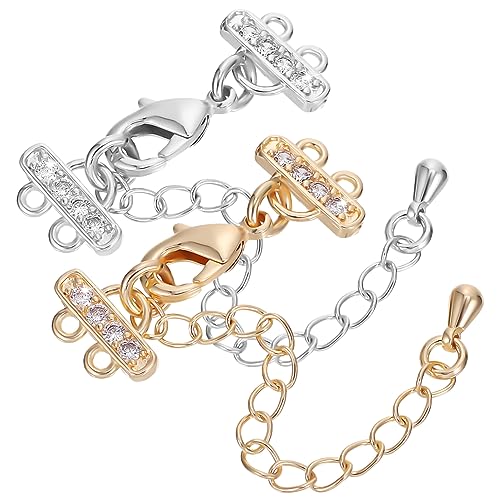 Holibanna 10 Stück Teiliges Schmuckverlängerungs mit Doppellagigen Gold und Weißgoldfarbenen Ketten Langlebigen Kupfermaterialien Funkelnden Zirkonsteinen und Sicheren Karabinerverschlüssen Holibanna 10 Stück Teiliges Schmuckverlängerungs mit Doppellagigen Gold und Weißgoldfarbenen Ketten Langlebigen Kupfermaterialien Funkelnden Zirkonsteinen und Sicheren Karabinerverschlüssen von Holibanna