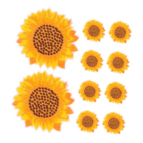 Holibanna 10 Stück Teiliges Set Bestickte Aufbügel Patches Sonnenblume Kleine Stoffblumen zum Aufnähen und Reparieren von Kleidung Taschen Hüten DIY Applikationen für Jacken Shirts Hosen von Holibanna