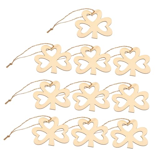Holibanna 10 Stück Teiliges Shamrock Holzanhänger St Patricks Day Dekorationen Naturbelassene Kleeblatt Holzverzierungen Handliche DIY Bastelornamente für Party und Fest von Holibanna