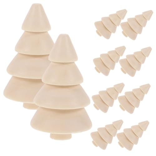Holibanna 10 Stück Teiliges Unvollendete Holz Weihnachtsbäume zum Bemalen Natürliche DIY Holzdeko für Glatte Mini Tischbaumfiguren für Weihnachtsdeko Bastelset für Kreative Wohnaccessoires von Holibanna