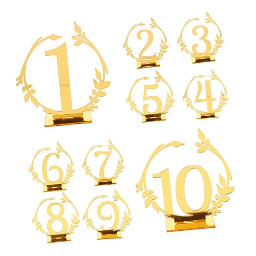 Holibanna 10 Stück Tisch Nummernschild Flagge Gruß Reservierte Schilder Groß Tischkartenhalterständer Modern Schilder Für Den Hochzeitstisch Platzkarten Für Hochzeiten Wein Sitz Acryl Golden von Holibanna