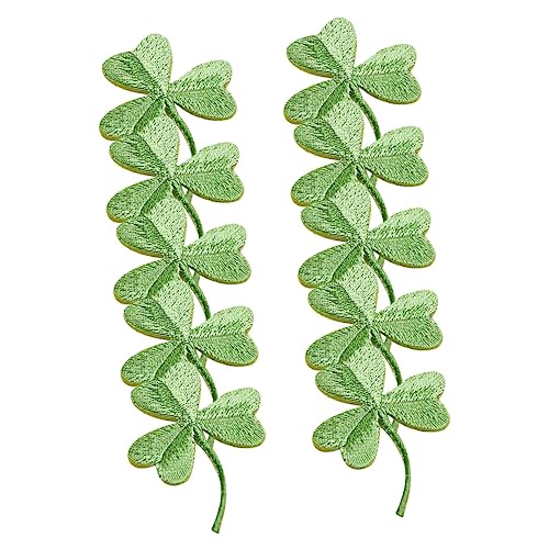 Holibanna 10 Stück Vier -blätter -graspaste -blume Kleeblatt-patch Hut-patch Jeans-patches Applikationen Hüte Kompakte Kleiderflicken Flecken Gestickte Aufnäher Stoff Green von Holibanna