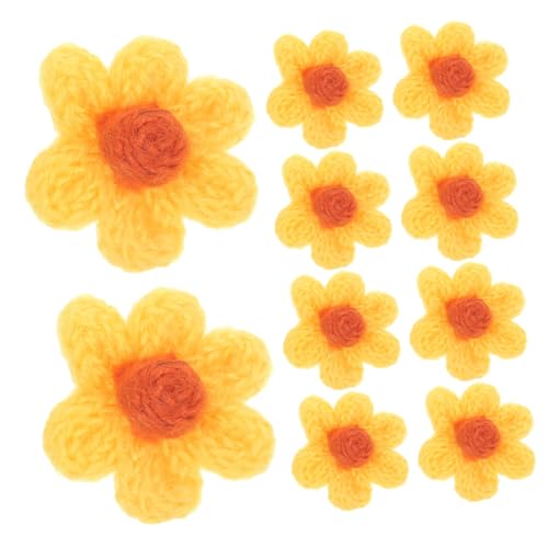 Holibanna 10 Stück kleiner Blumenbeet für Arrangements Stoffblumen Fälschung Mini Stickerei kleider Flecken in Blütenform Reparaturaufkleber für Kleidung Aufnäher für Kleidung Garn Yellow von Holibanna
