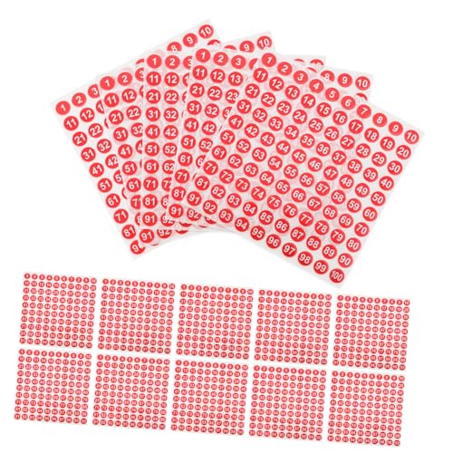 Holibanna 100 Blatt Selbstklebende Wasserdichte Rundzahlen Aufkleber Rote Weiße Zahlen Vielseitige Nummernklassifikation für Kleidung Schuhe Büro Schule und DIY Holibanna 100 Blatt Selbstklebende Wasserdichte Rundzahlen Aufkleber Rote Weiße Zahlen Vielseitige Nummernklassifikation für Kleidung Schuhe Büro Schule und DIY von Holibanna