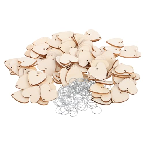 Holibanna 100 Satz Teiliges Holzherzen Anhänger mit Löchern Robuste Holzscheiben für DIY Bastelprojekte Runde Verbindungshaken Personalisierbare Herzform Anhänger für Geburtstagsdeko und von Holibanna