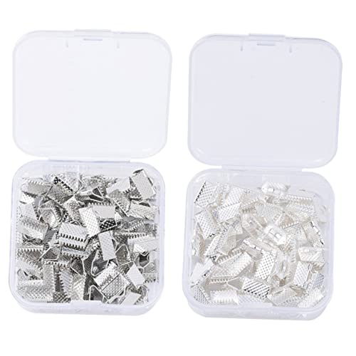 Holibanna 100 Stück Crimp Endkappen Schmuckverbinder für Diy Armbänder und mit Aufbewahrungsbox Langlebige Befestigungen für Kreativen Schmuckbau von Holibanna