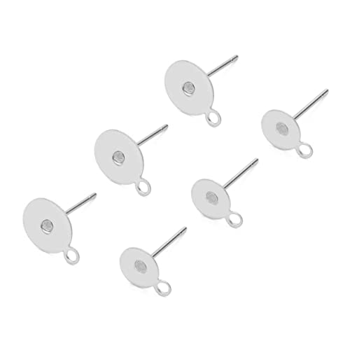 Holibanna 100 Stück Flachkopf-Ohrnadel Ohrhaken Ohrringrücken Ohrringe Schmuckzubehör Ohrstecker mit Öse Stecknadel mit Schlaufe Silber von Holibanna