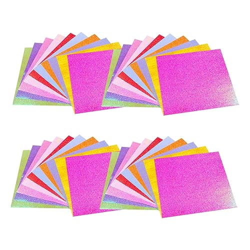 Holibanna 100 Stück Glitzer Origami Papier Handgemachtes Diy Bastelmaterial Farben für Kreative Kinderhandwerke und Dekorationen von Holibanna