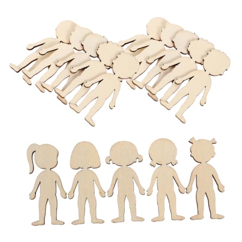 Holibanna 100 Stück Holzfiguren Bastelset Unfertige Holzschneidwaren für DIY Projekte und Dekoration und Jungen Holzplatten für Kinderhandwerk und Festdekoration von Holibanna