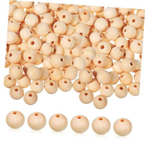Holibanna 100 Stück Holzperlen für Schmuckherstellung Runde Natürliche Holzperlen mit Löchern Vielseitig Einsetzbar für Armbänder und Dekorationen von Holibanna