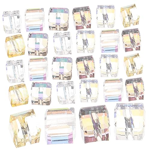 Holibanna 100 Stück Quadratische Glasperlen Facettierte Schmuckperlen zum Auffädeln Langlebige DIY Beads für Armband Halskette Bunte Cube Spacer Perlen für Schmuckherstellung von Holibanna