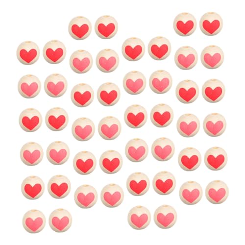 Holibanna 100 Stück Runde Holzperlen DIY Schmuckherstellung Basteln Valentinstag Dekoration Rot und Rosa Vielseitig für Handwerk und Wohnaccessoires von Holibanna