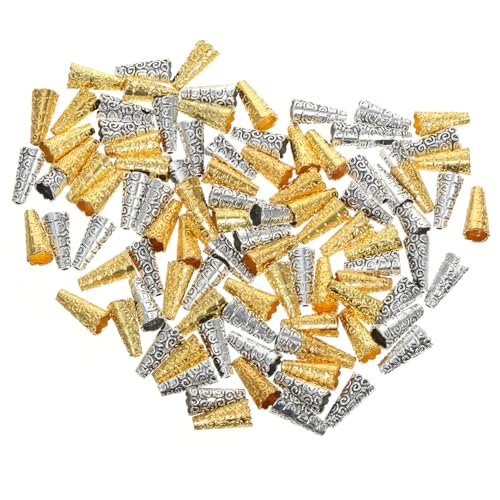 Holibanna 100 Stück Teiliges Schmuckzubehör Endkappen für Lederbänder in Antiksilber Gold Professionelle Quastenkappen aus Legierung für DIY Halsketten Armbandherstellung Leicht Tragbar von Holibanna