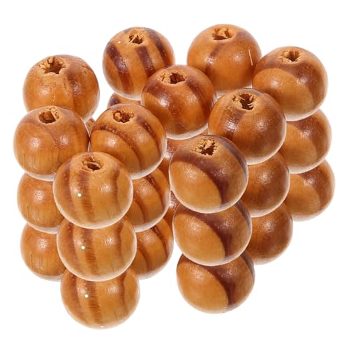 Holibanna 100Stücke Farbige Holzperlen für DIY Schmuck und Bastelprojekte Runde Perlen Kiefernholz Zubehör für Handarbeiten von Holibanna
